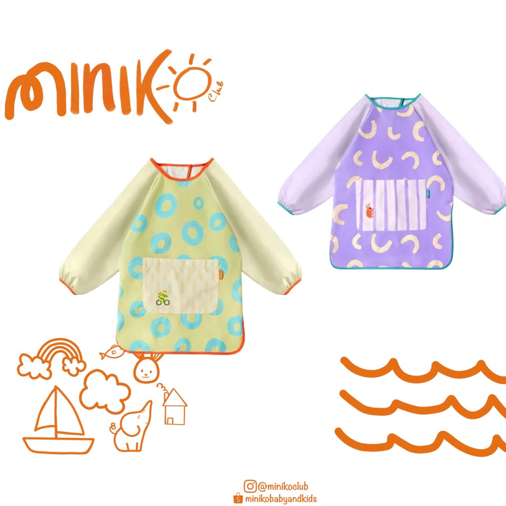 MIDEER WATERPROOF ART SMOCK BABY SENSORY ANAK ART SUPPLY