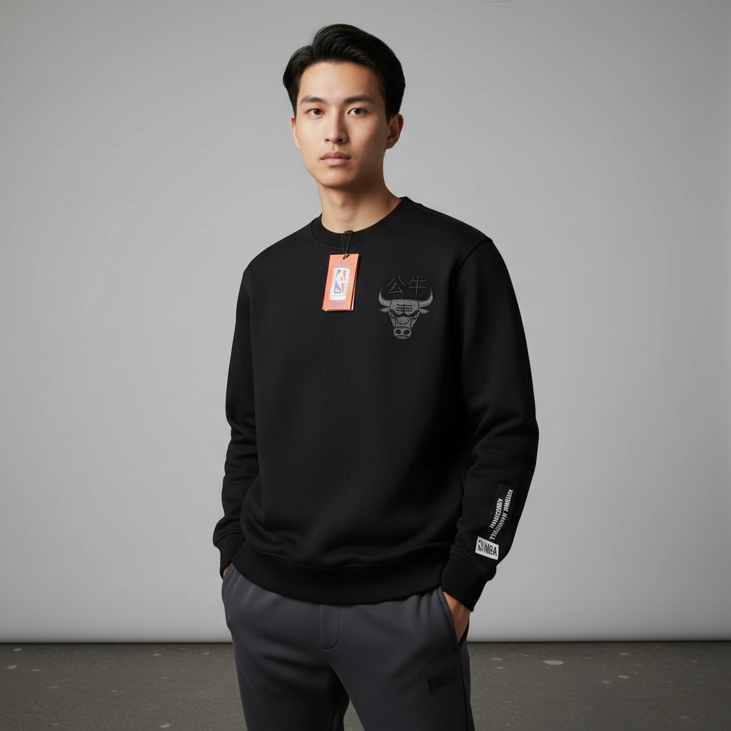 Crewneck NBA Chicago Bulls Black Kanji Edition Premium Fleece