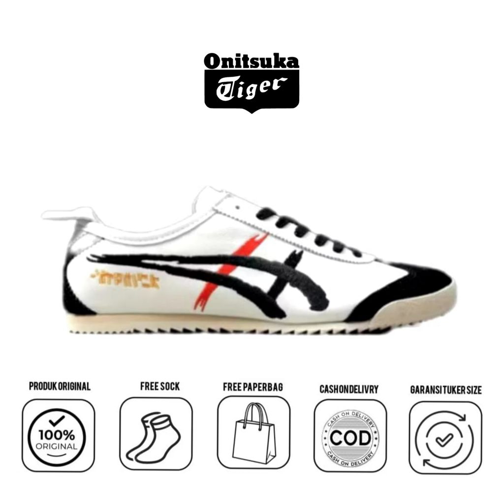 Sepatu 0nitsuka 0riginal Mexico 66 Nippon Kabuki White Black Red