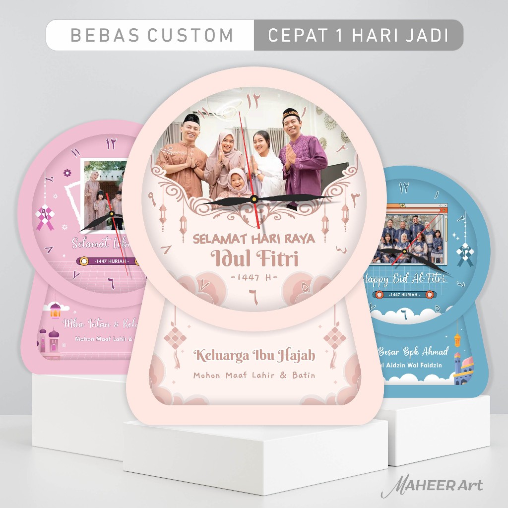 Jam Custom Photo Dan Nama Untuk Parcel Hari Raya Lebaran Bermanfaat Kado THR Aesthetic Unik Murah