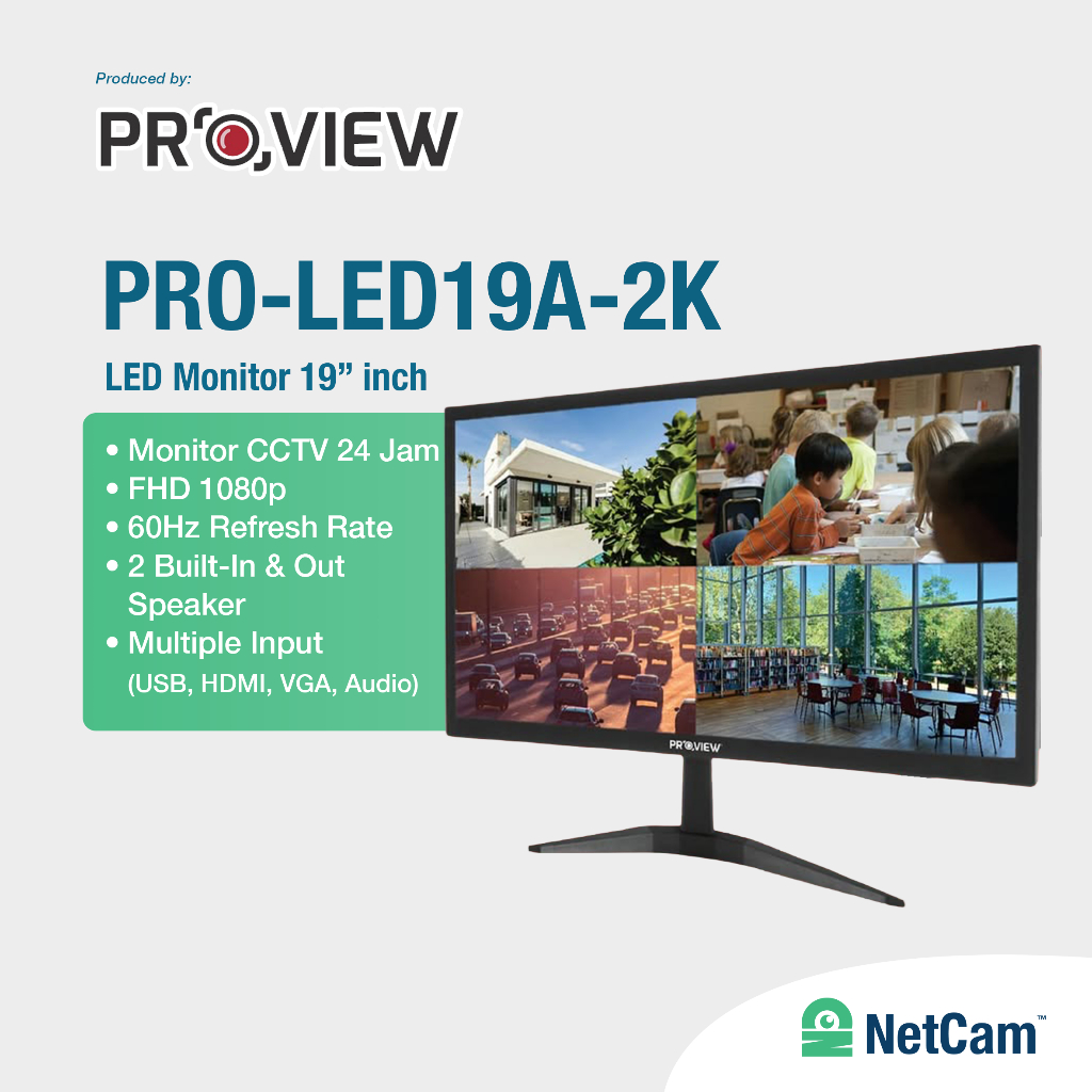 PROVIEW PROFESSIONAL LED MONITOR 19" INCH PRO-LED19A-2K MONITOR CCTV 24 JAM FULL HD 1080P SPEAKER