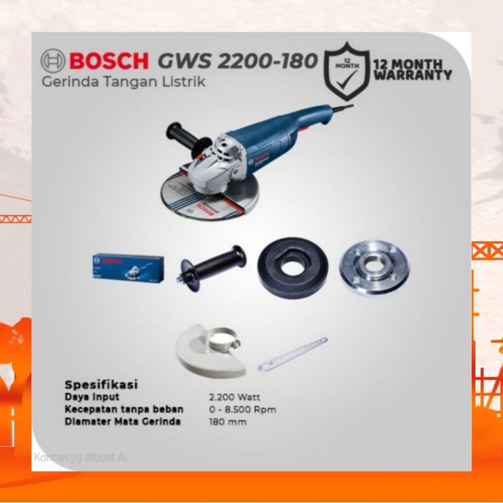 Mesin gerinda Bosch GWS 2200-180 | GERINDA | GERINDA TANGAN | BOSCH