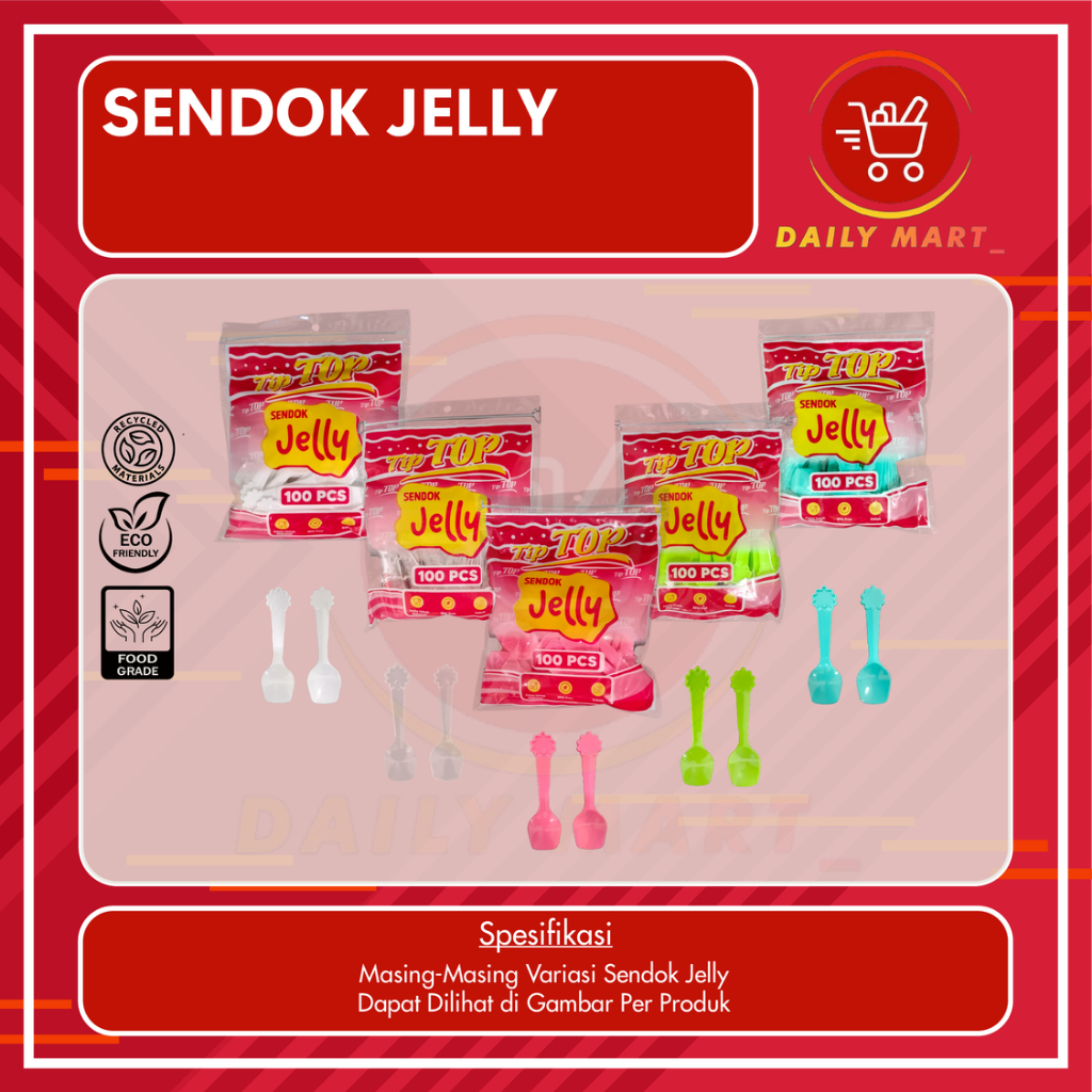 Sendok Es Krim Pudding Jelly Plastik STB Bening Isi 100 Pcs