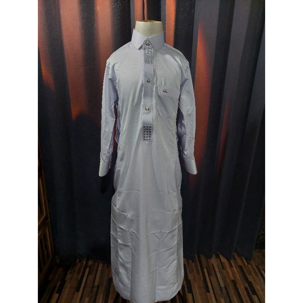 Gamis Anak AL-WAFA Putih Lengan Panjang Manset/ Gamis AL-WAFA kerah lipat