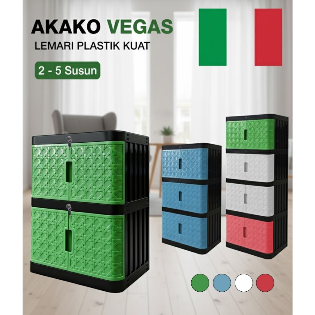 AKAKO - LEMARI PAKAIAN ANAK PLASTIK  AKAKO VEGAS SUSUN 2 3 4 DAN 5