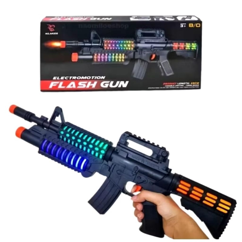 GOLDEN TOYS - MAINAN ANAK TEMBAKAN PISTOL MAINAN FLASH GUN DAN MACHINE GUN AK858 / AK868
