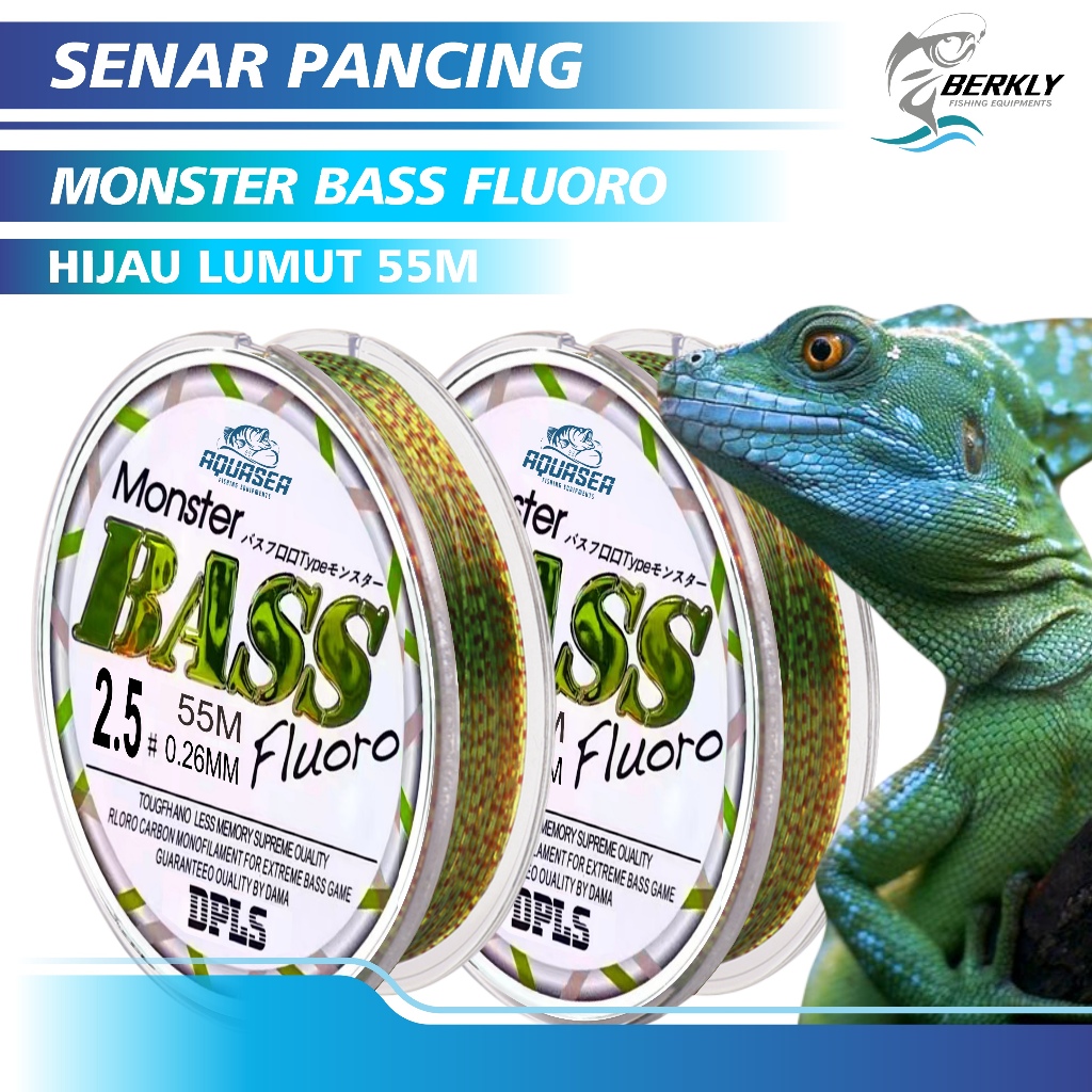 anti keritingBERKLY - Tali Pancing Bass 55M Warna Hijau Lumut Senar Pancing