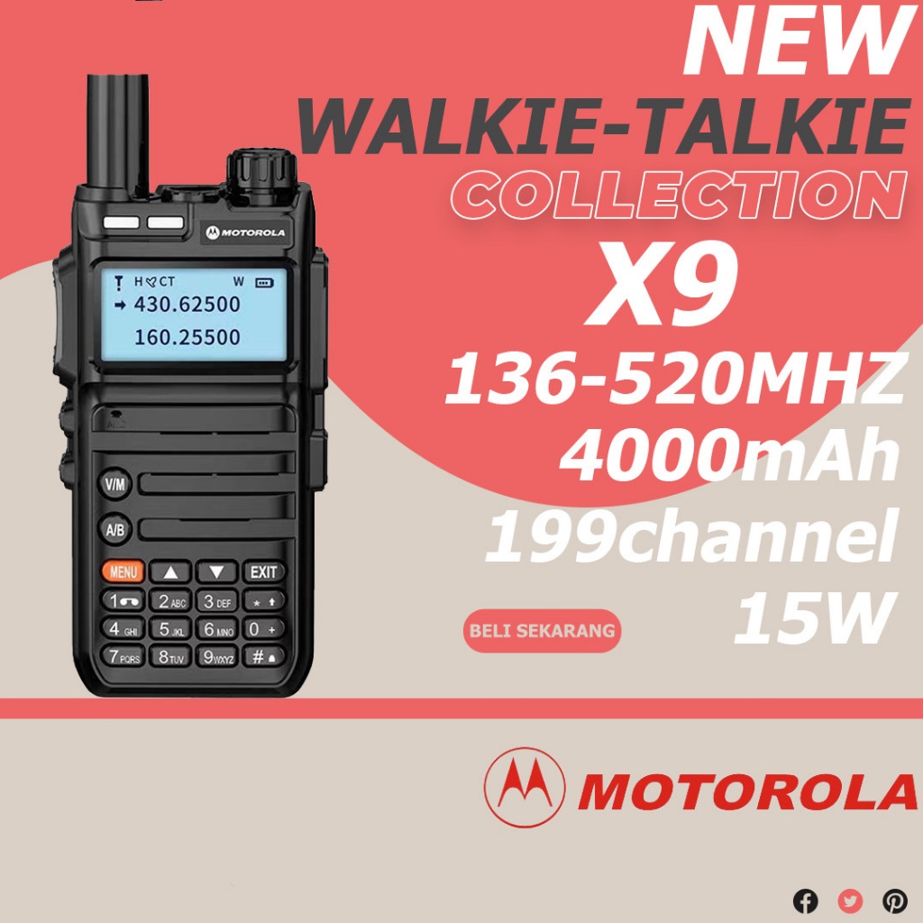 HT Motorola X9 20km High-power walkie talkie long range Uhf/Vhf Dual Band Two Way Radio 25 Watt