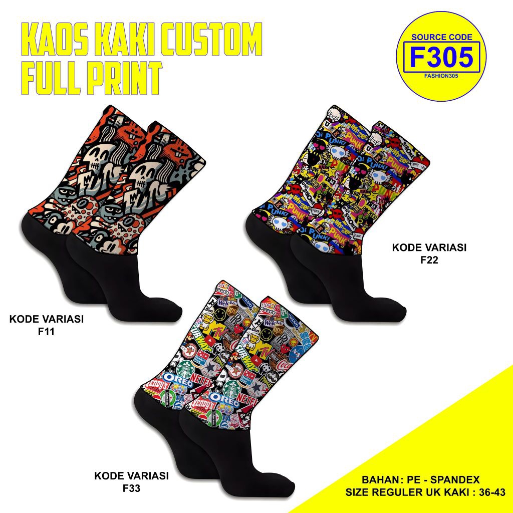 KAOS KAKI MOTIF SKATE PUNK KAOS KAKI CUSTOM