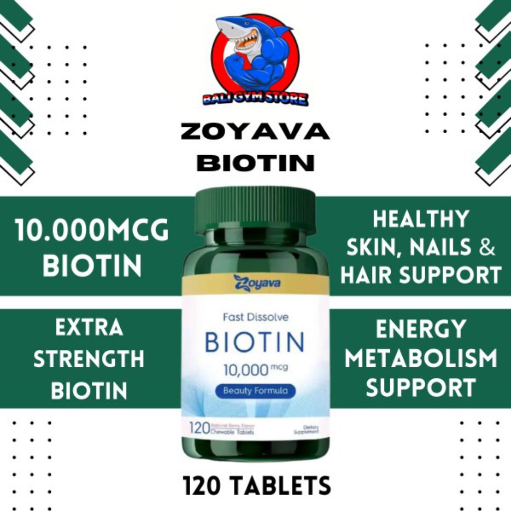 Zoyava USA BIOTIN 10.000mcg 120 Tablet Kesehatan Rambut Kulit & Kuku Vitamin B7