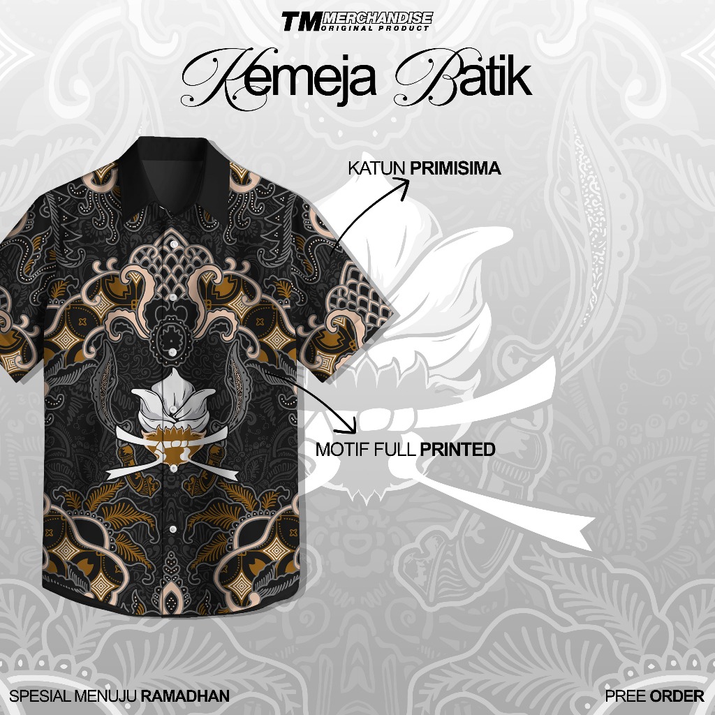 KEMEJA BATIK CEMPAKA PUTIH MOTIF PRINTED KEMEJA BATIK CEMPAKA PUTIH KEMEJA BATIK PSCP
