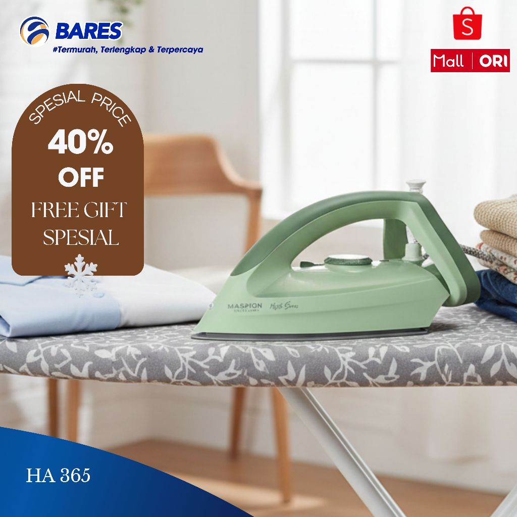 Maspion Setrika Listrik Automatic Iron Hijab Series HA 365 Ceralon Ceramic Non Stick Coating