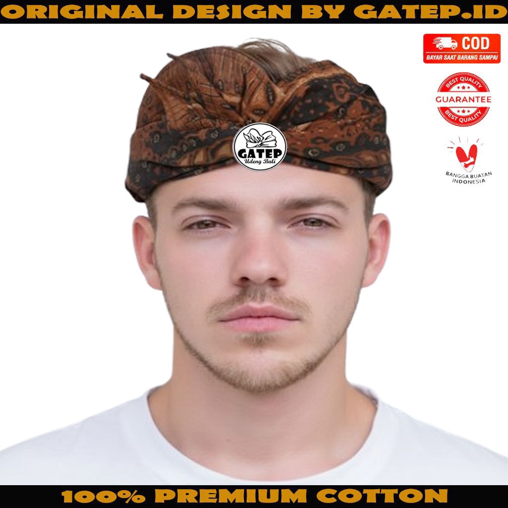 Udeng Batik Khas Bali Motif Renceng Setengah Jadi / Ikat Kepala Bali / Topi Bali / Blangkon Bali