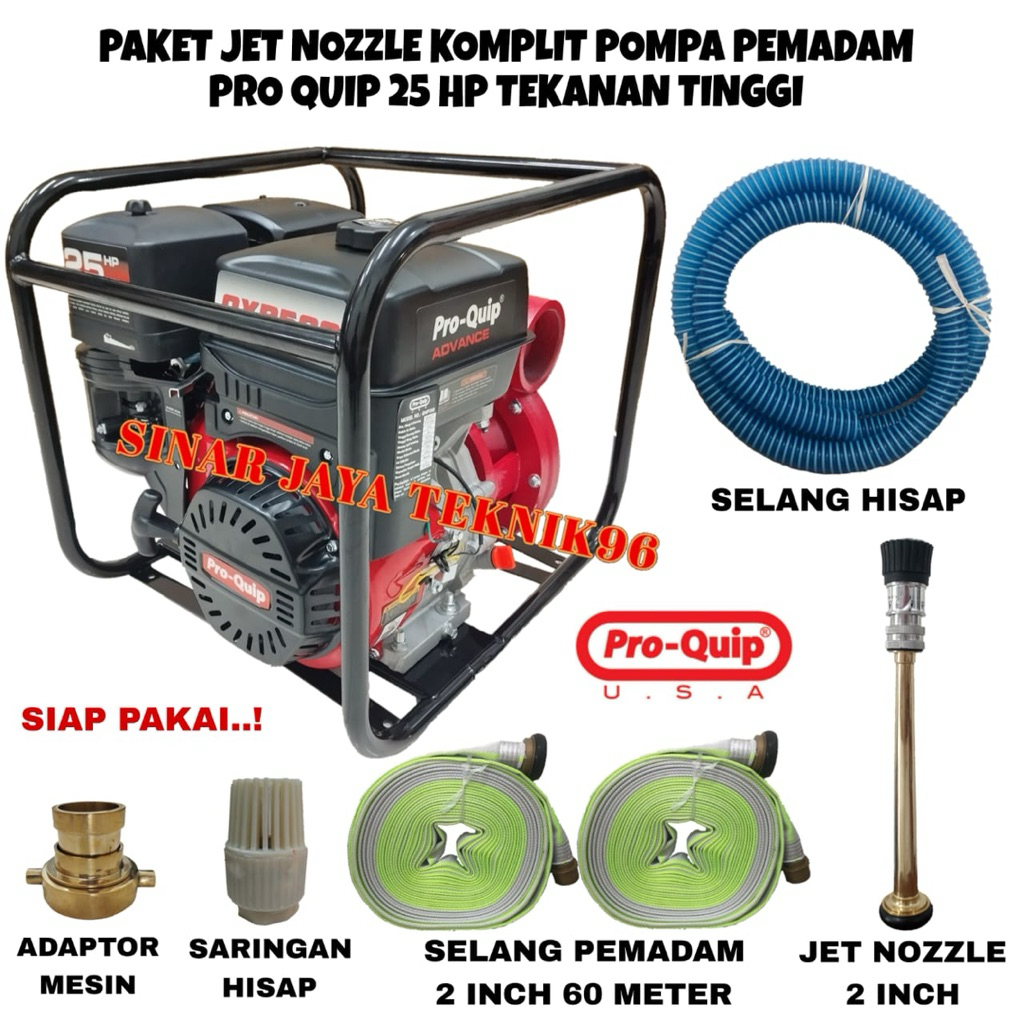 Paket Jet Nozzle Spray Komplit Mesin Pemadam Pro Quip 25 HP Tekanan Tinggi