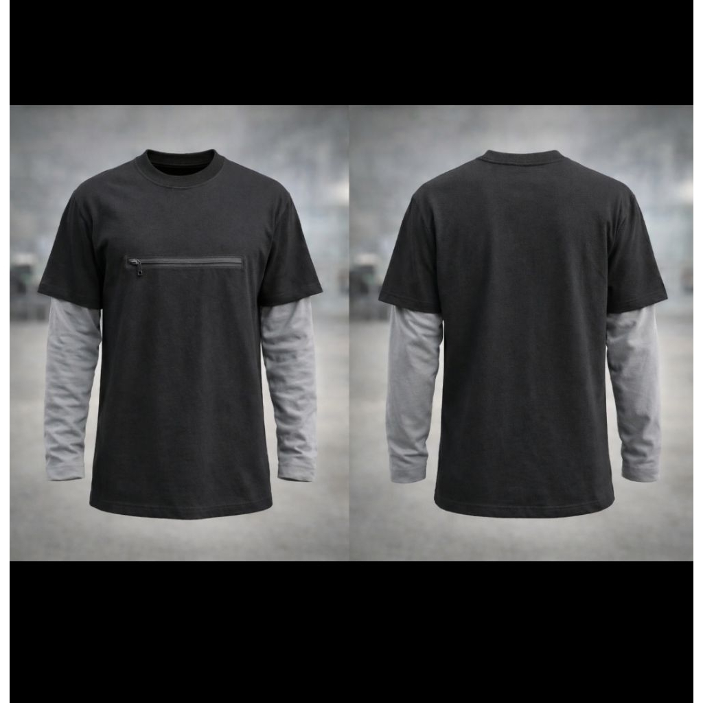Long sleeve dual layer, kaos lengan panjang double layer premium