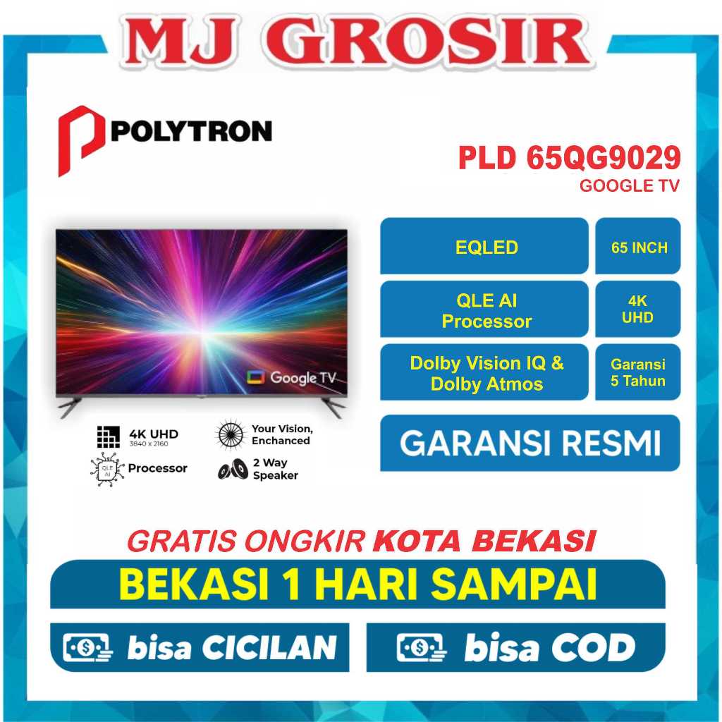 LED TV POLYTRON 65" PLD 65QG9029 / 65UG9959 / 75UG / 60Y65 / 70K85  65 INCH USB MOVIE ANDROID