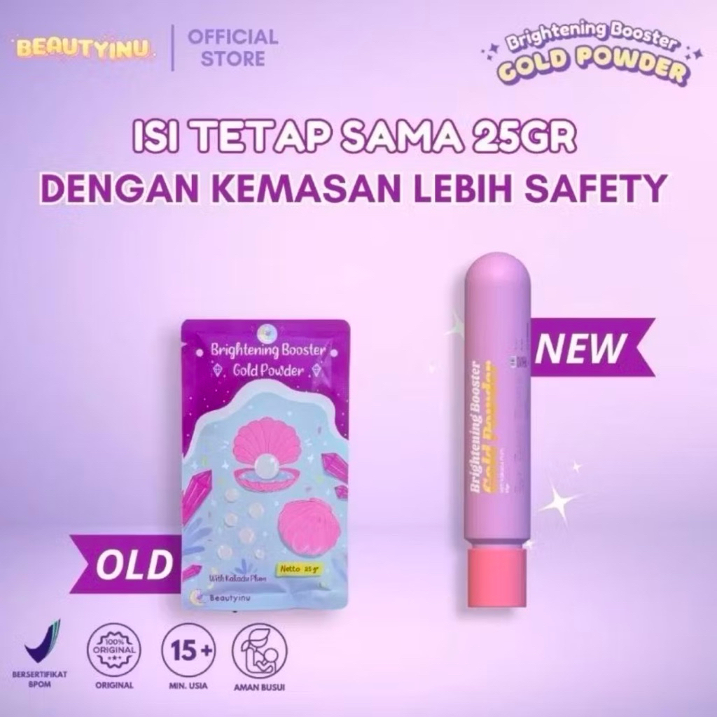 BEAUTYINU BRIGHTENING POWDER GOLD BOOSTER | SERBUK GOLD PEMUTIH