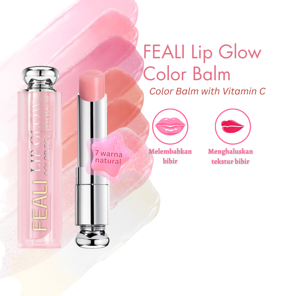 FEALI - [BPOM] Lip Glow Color Balm Long lasting With Vitamin c Lip Glossy Melembabkan 3.5gr