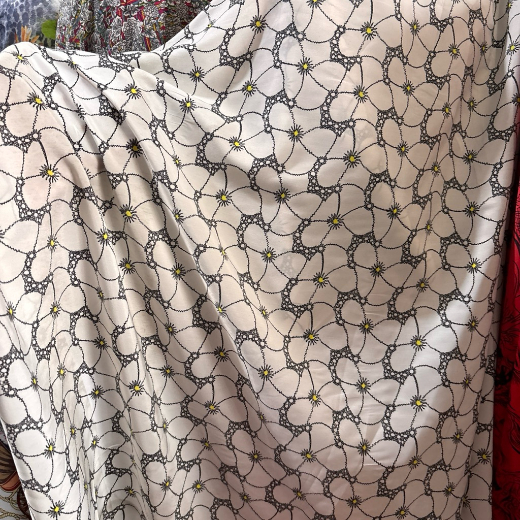 Bahan Kain Satin Silk Floral Vintage - Kain Meteran High Quality untuk Tunik, Rok Lilit & Kaftan - H