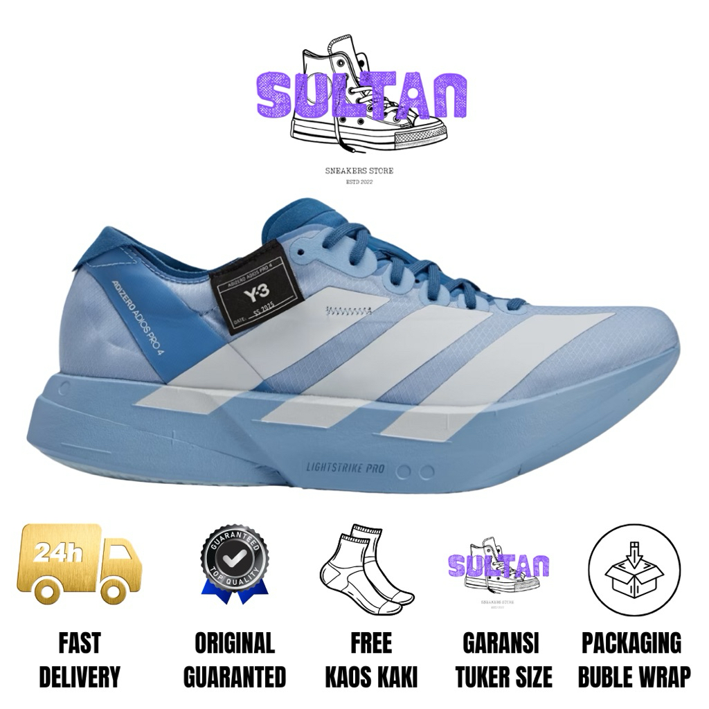 Sepatu Running Adizero Pro 4 Y-3 Ash Blue Original