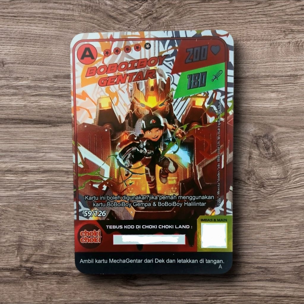 Kartu Karakter BOBOIBOY GENTAR A