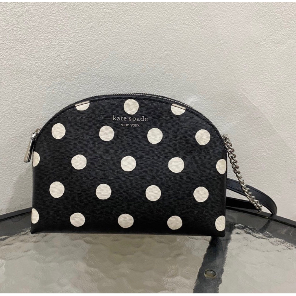 KS kate spade katespade morgan sunshine dot polkadot double zip dome crossbody
