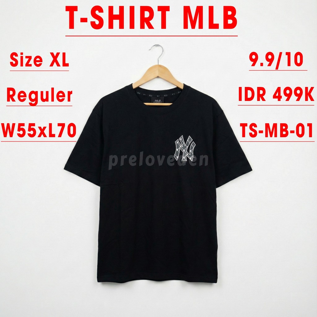 (Preloved) Kaos MLB Major League Baseball Hitam Size XL Reguler Fit TS-MB-01