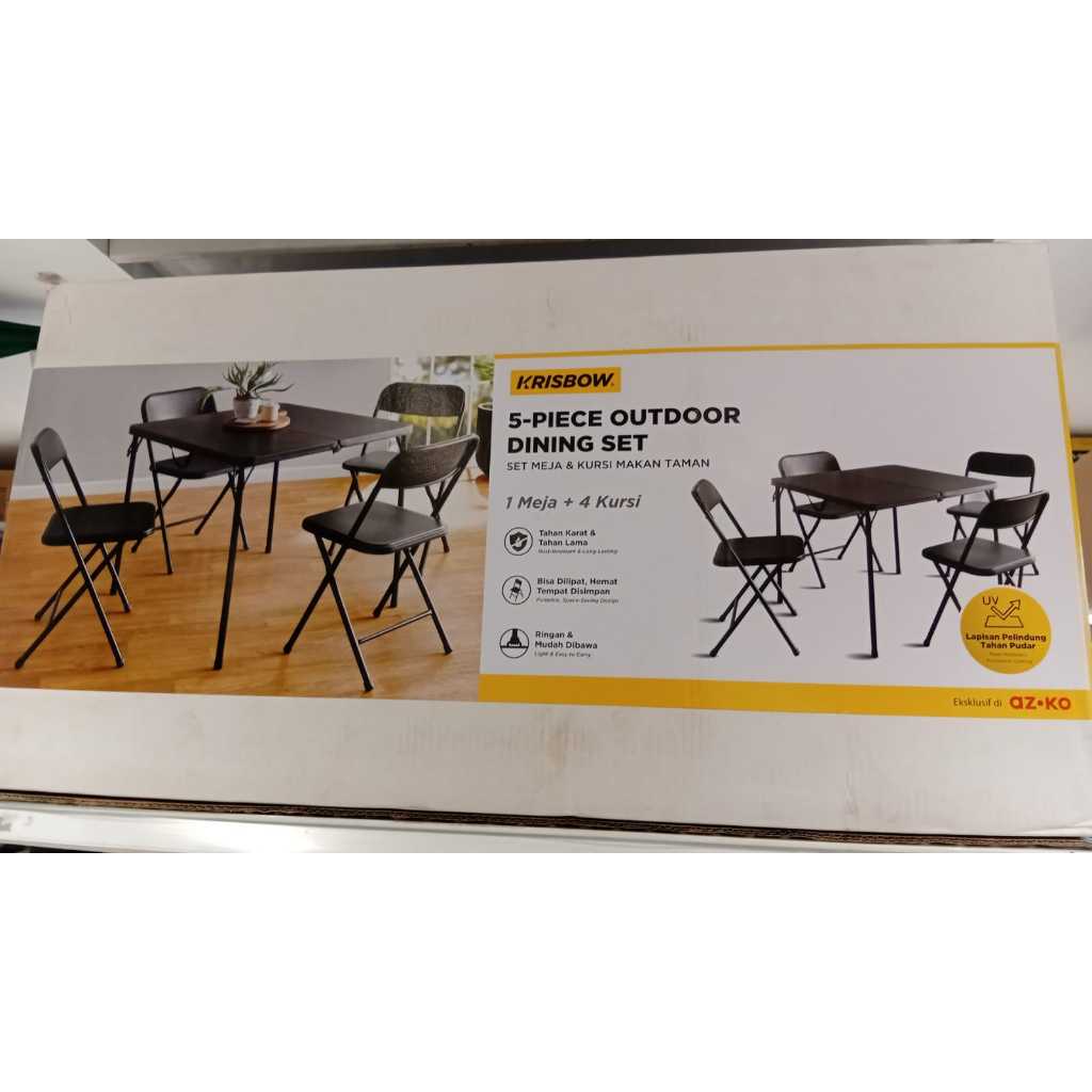 Set Kursi & Meja Teras Lipat Hitam - KRISBOW