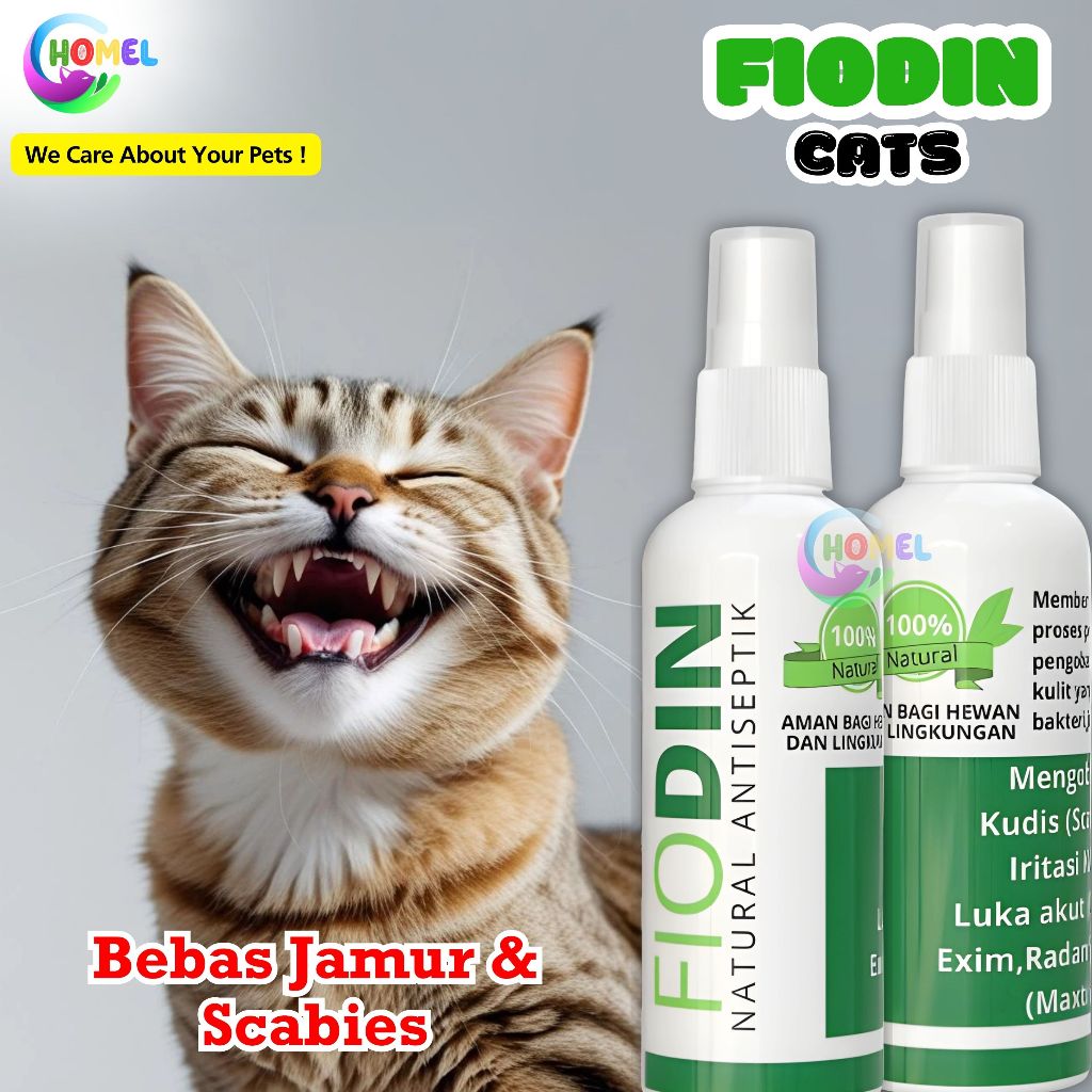 FIODIN SPRAY Obat Skabies Demodex Gatal Luka Jamur Borok Hewan Anjing Kucing CHOMEL