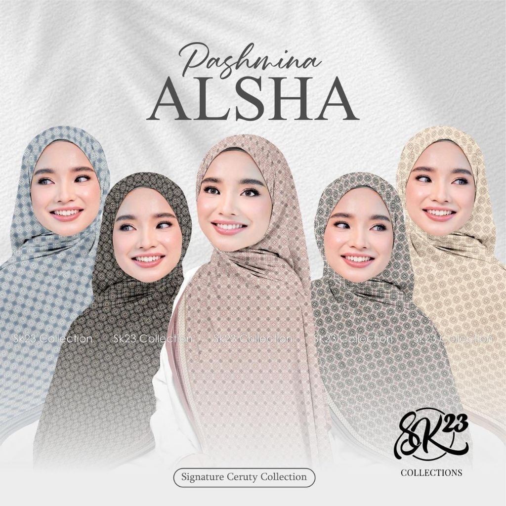(SK23) PASHMINA ALSHA•pashmina motif•pashmina ceruty•syal pashmina•ari sk23 collection•