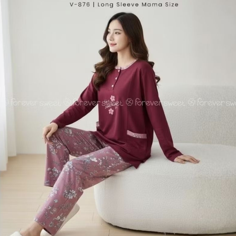 FOREVER SWEET Concept Baju Tidur Piyama Babydoll One Set Mama Size Mamasize PP Celana Panjang