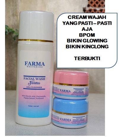 Paket Skincare Farma Original 3in1 – Glowing Express Night Cream & Pembersih Wajah bpom
