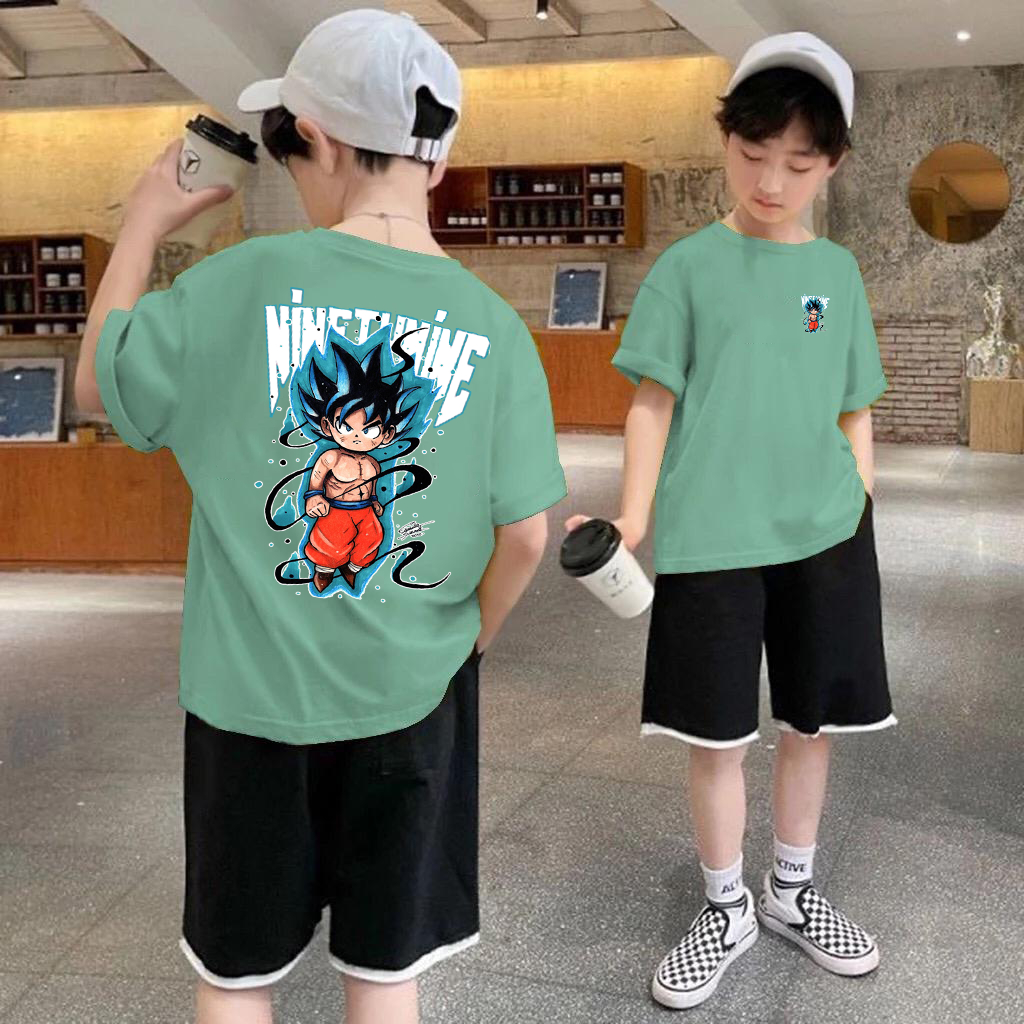 DZ Kaos Anak Distro Anime Laki Laki Umur 2-12Tahun Motif One Piece Monkey D Luffy DRAGON BALL GOKU