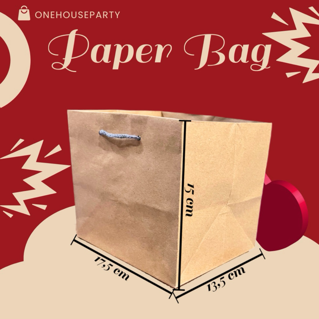 Tas Kado Paperbag mini Paper Bag Lucu coklat hitam polos handbag Onehouseparty