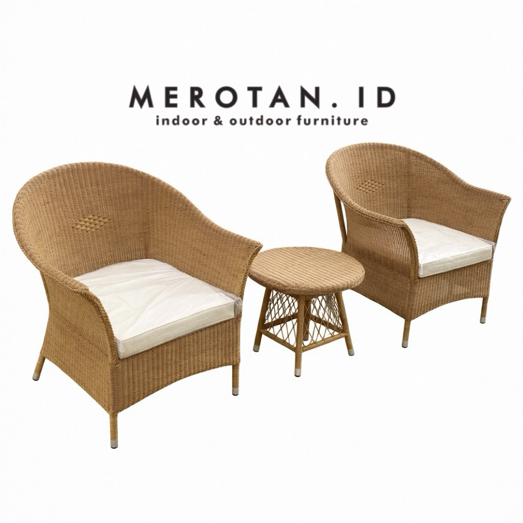 Set Kursi Teras Rotan Sintetis / Kursi Outdoor Hotel Anyaman Rotan Sintetis