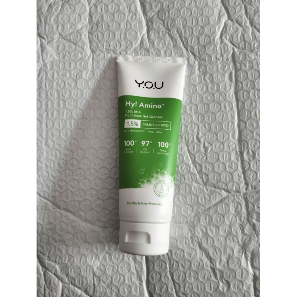 Y.O.U You Hy Amino+ 1,5% BHA Fight Acne Gel Cleanser Salycilic Acid Facial Wash 100g  -YOU IJO PLUS