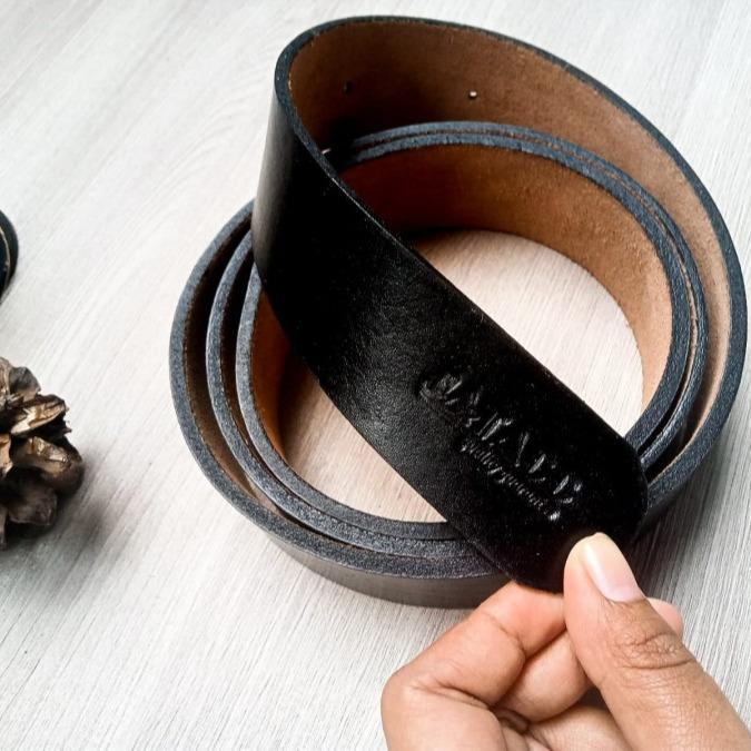 ikat pinggang kulit sapi asli. sabuk tanpa kepala. kulit 1 lapis