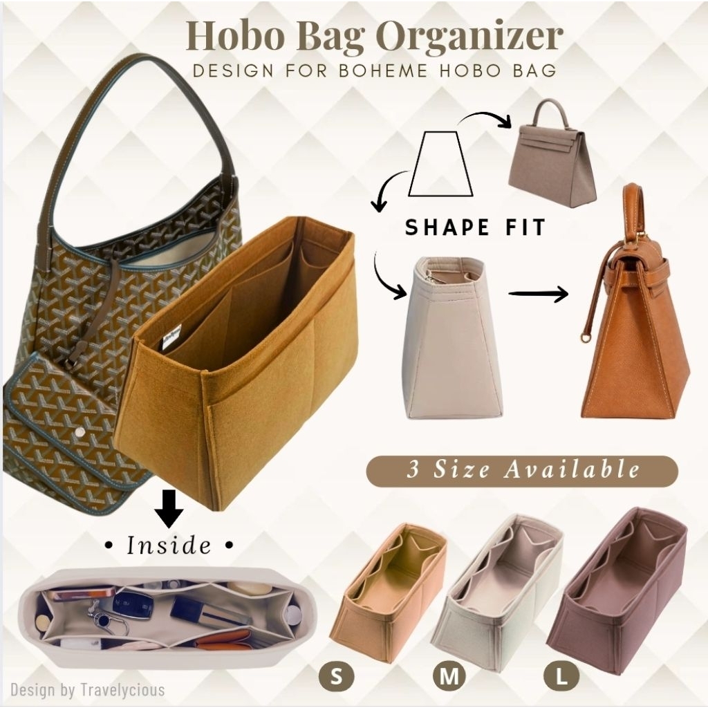 Hobo Bag Organizer / Bohemian Inner Bag / Boheme Insert Bag / Hobo Dual in Bag / Daleman Tas Hobo  /