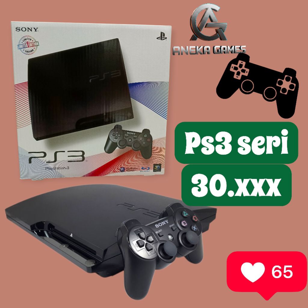 ps3 slim seri 30.xxx 500GB+2setik