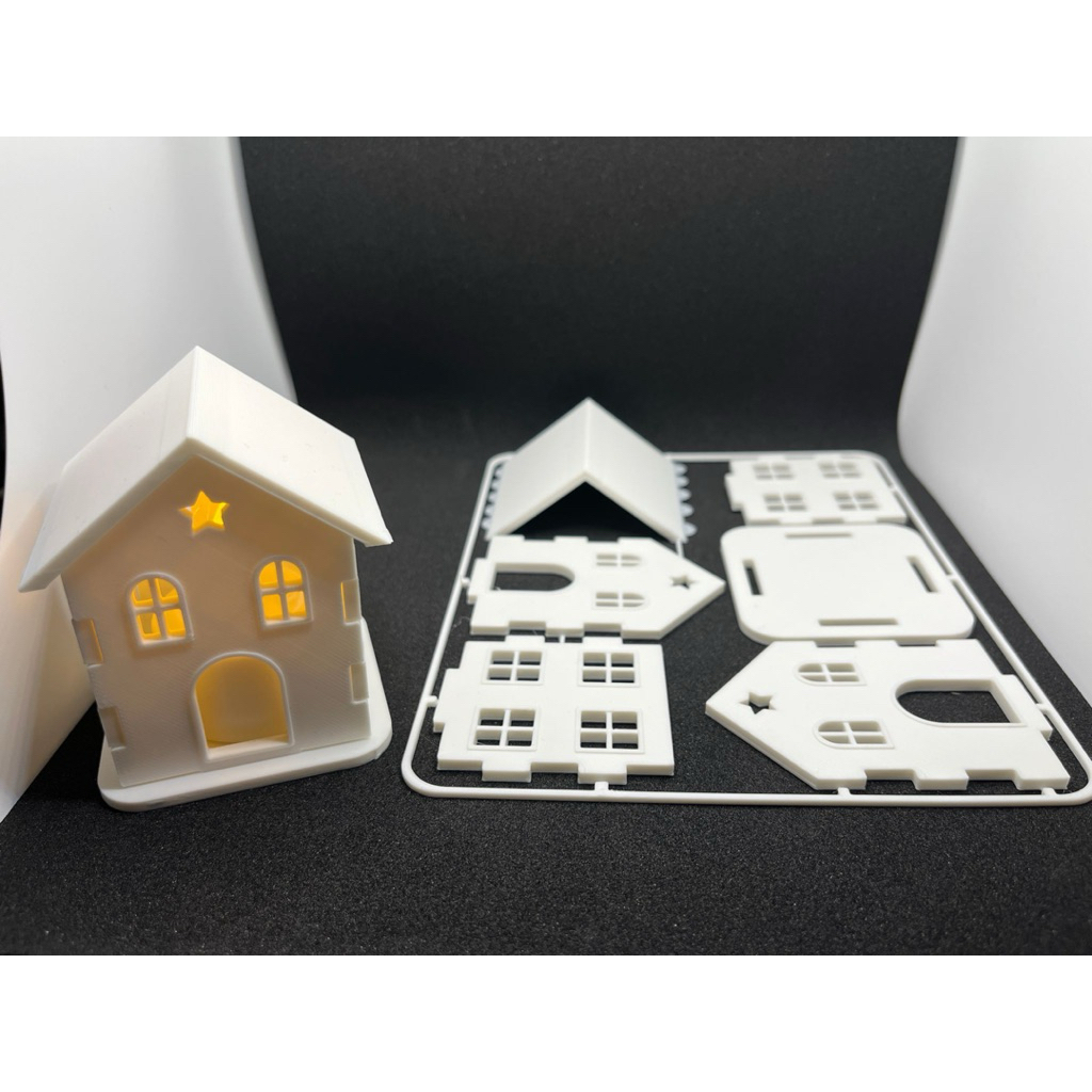 Christmas House Kit Card DIY - Miniatur Rumah Natal Dekorasi Meja - Model Kit Rakit Tanpa Lem