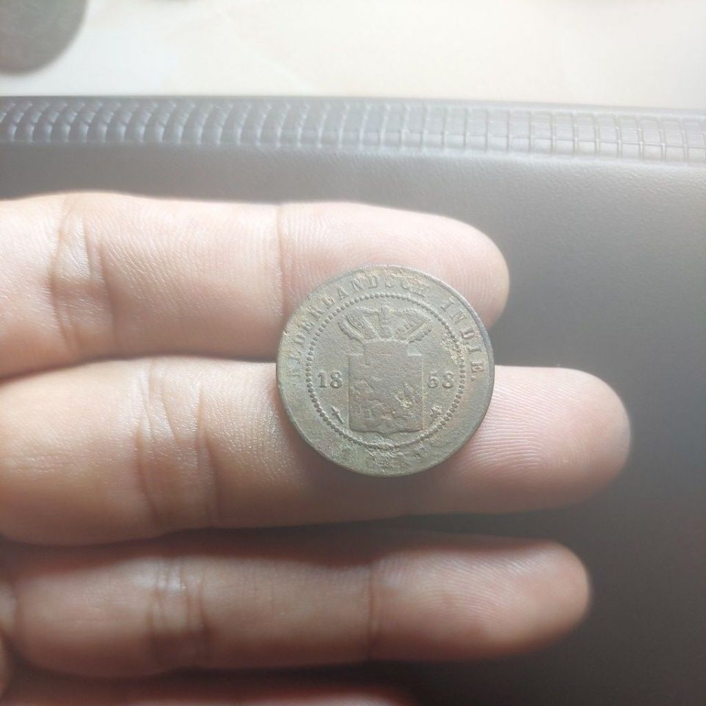 Koin belanda 1 C. Tahun 1858 asli.