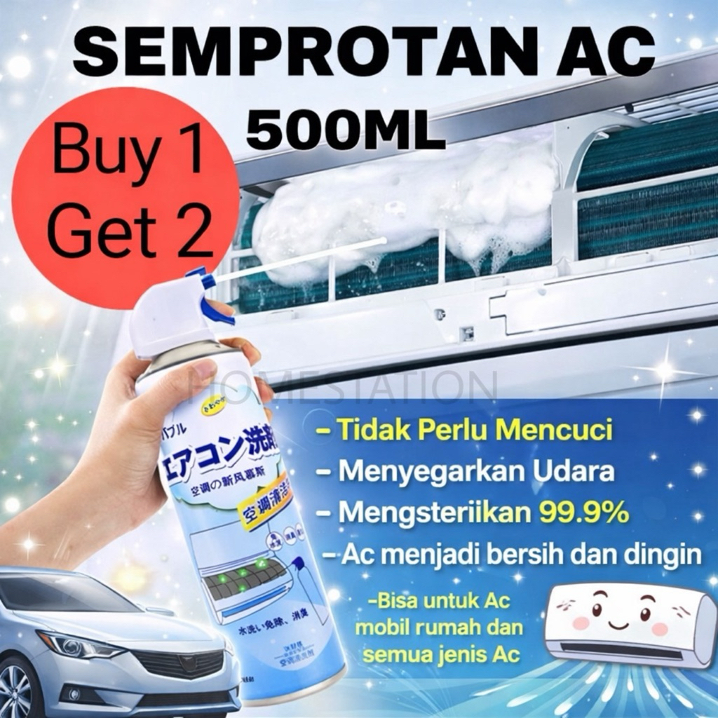 (buy 1 get 1) Semprotan Pembersih Ac 500ML/ Semprotan ac mobil ac rumah / Pembersih ac mobil/ Sempro
