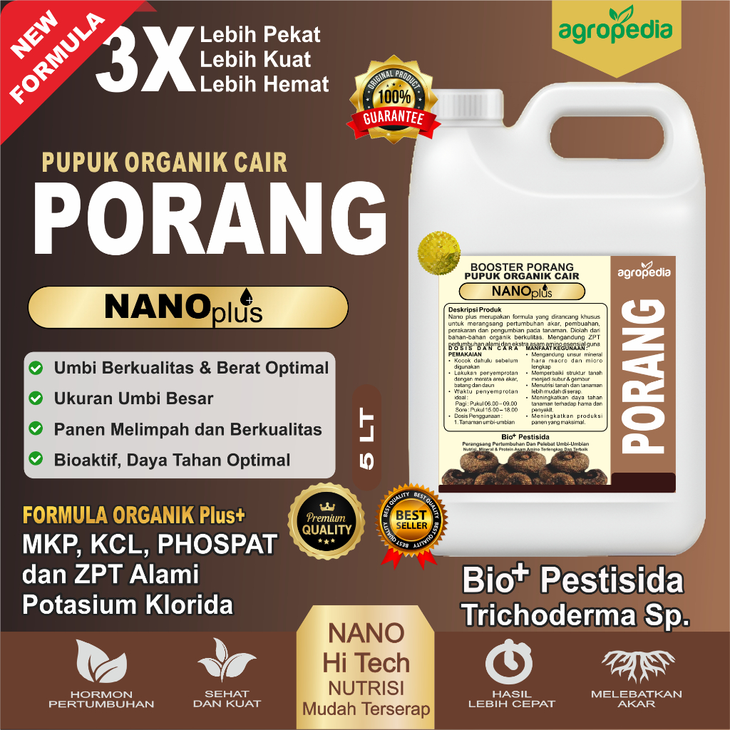 5 LITER NANOplus Pupuk BOOSTER Tanaman Umbi Porang, Nutrisi Pupuk Cair  Umbi Porang , Pupuk Pelebat 