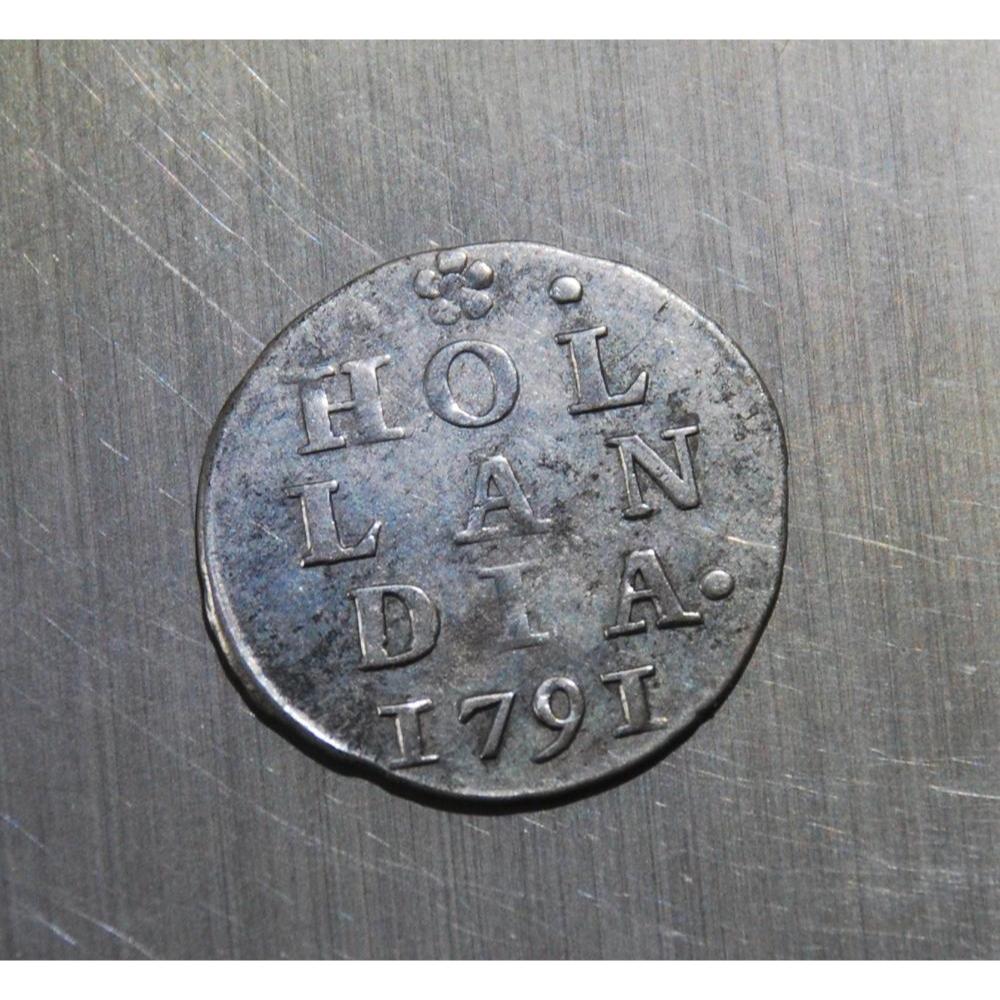 BL630 koin 2 stuiver 1791 dari probinsi Hollandia, koin perak era VOC