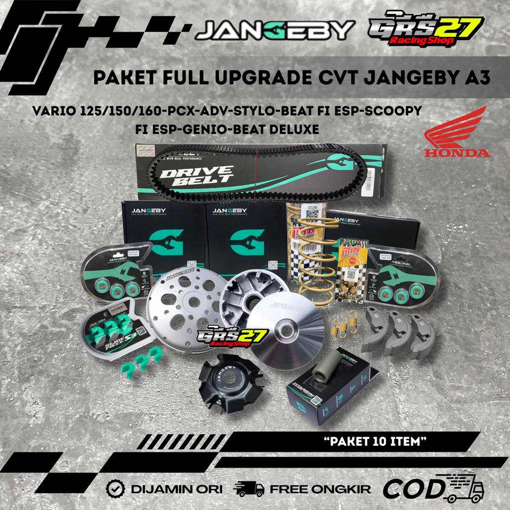 PAKET FULL UPGRADE CVT JANGEBY A3 VARIO 125/150 PCX ADV 150 160 STYLO GENIO BEAT DELUXE BEAT STREET 