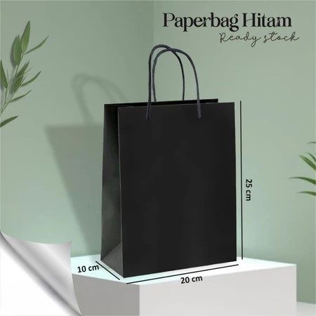 Paper Bag Hajatan Pernikahan Tasyakuran Polos HItam Putih Ready Stock (Lusin)