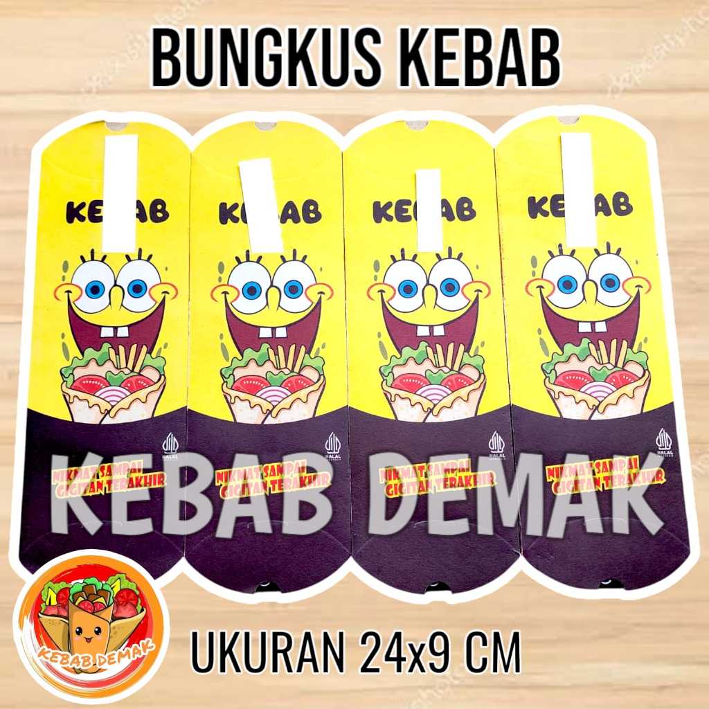 COD - 100 PCS Dus Kebab Jumbo Ukuran 24x9 Cm Bahan Duplek &  Ivory Putih Kode KPLN Spongebob