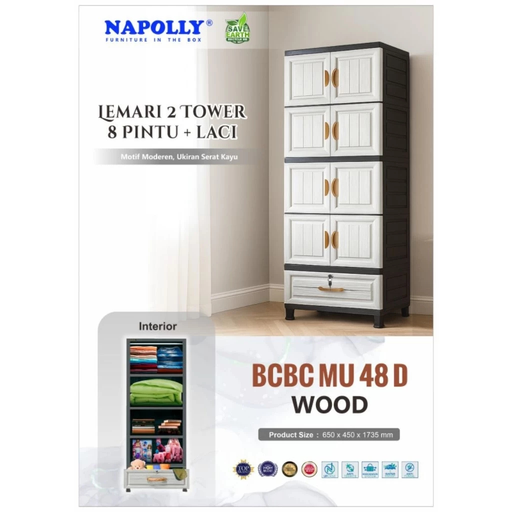 Lemari Pakaian Napolly Rak Laci (CRS MU 48D)/(BCBC MU 48D)