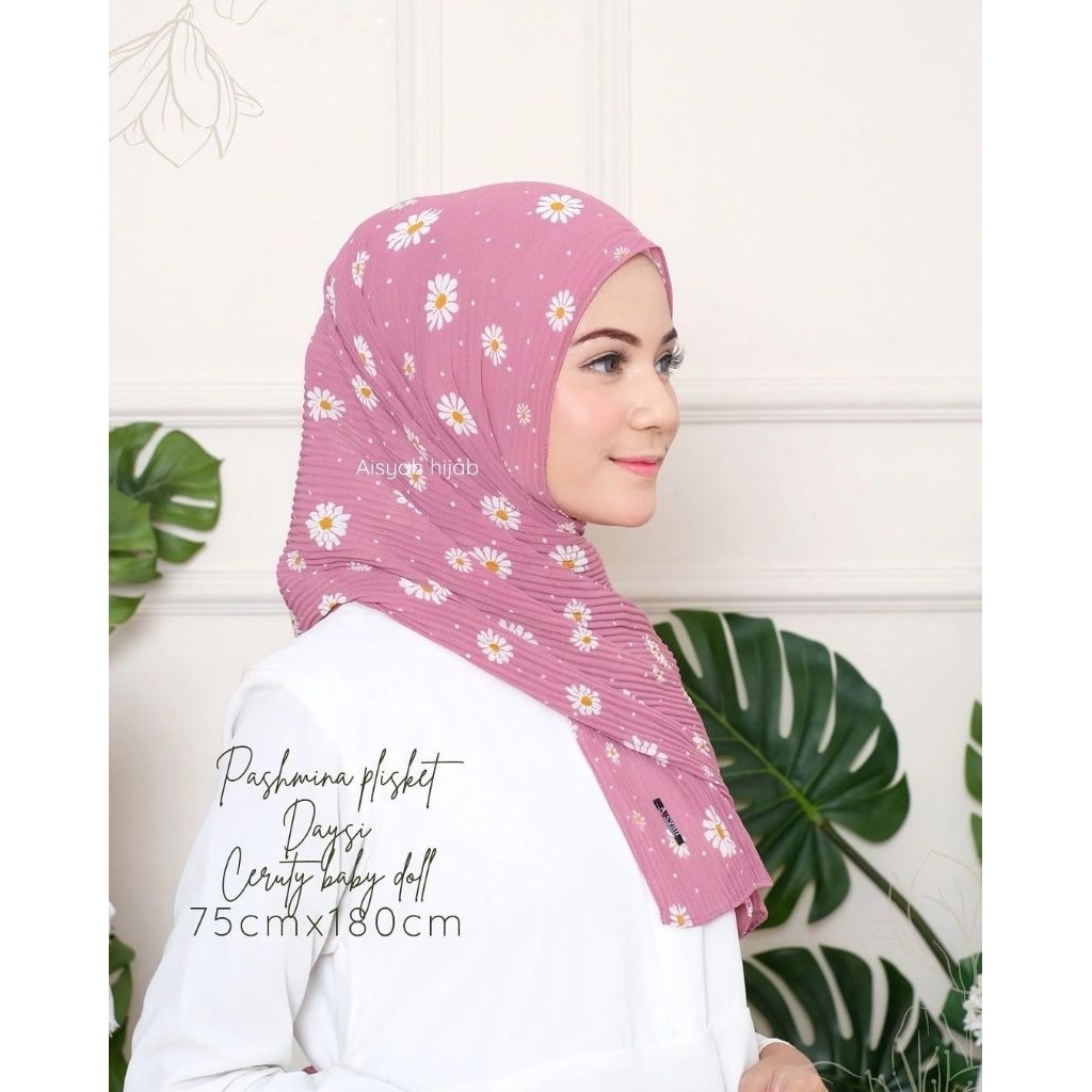 CUCI GUDANG PASHMINA PLISKET CERUTY•hijab pashmina cuci gudang•motif dan polos 3D•kerudung Pashmina 
