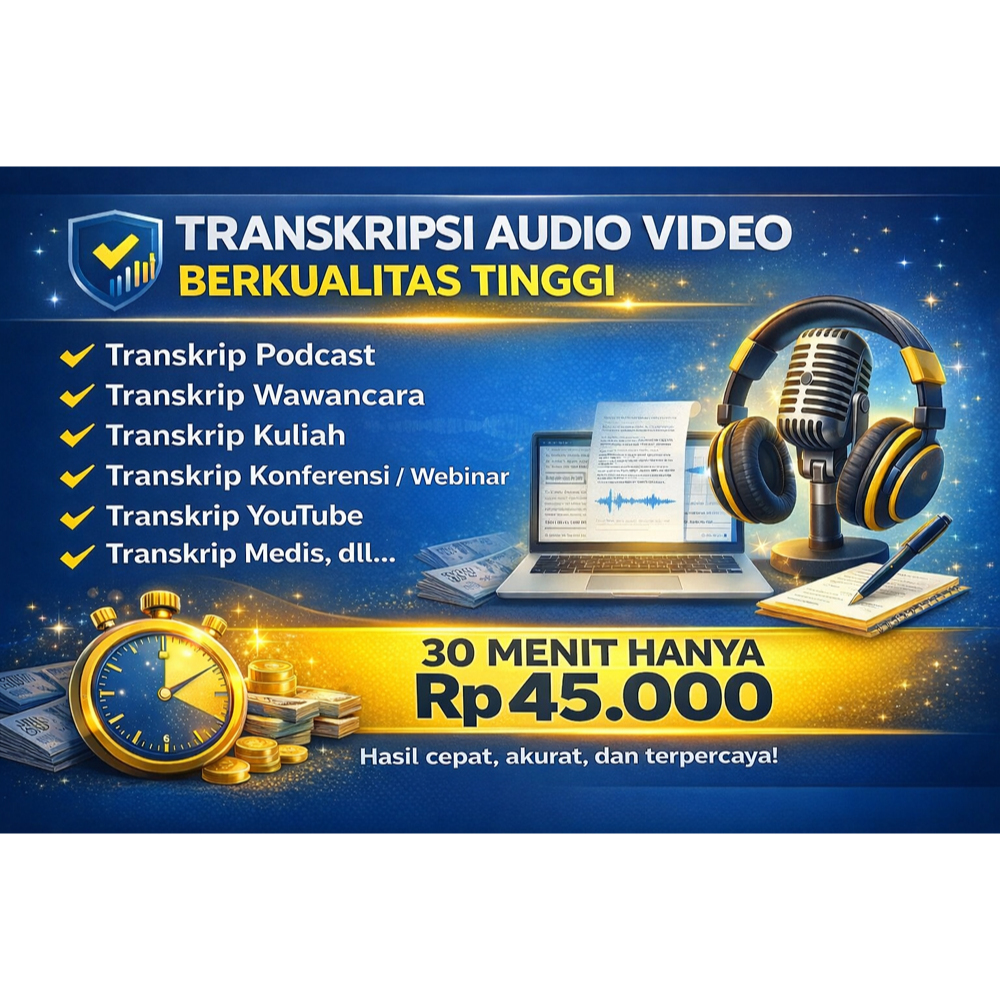 Jasa Transkrip Mengubah Video Audio Wawancara Menjadi Text Tulisan Transkripsi Teks Per 30 menit